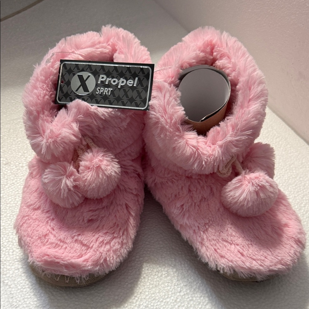 Pink Fuzzy Baby Booties
